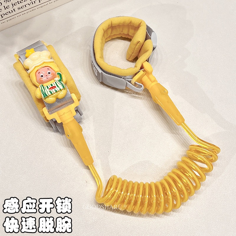 Children's anti-lost leash with sensor unlocking, cute and stylish baby anti-lost wristband, safe walking leash for kids