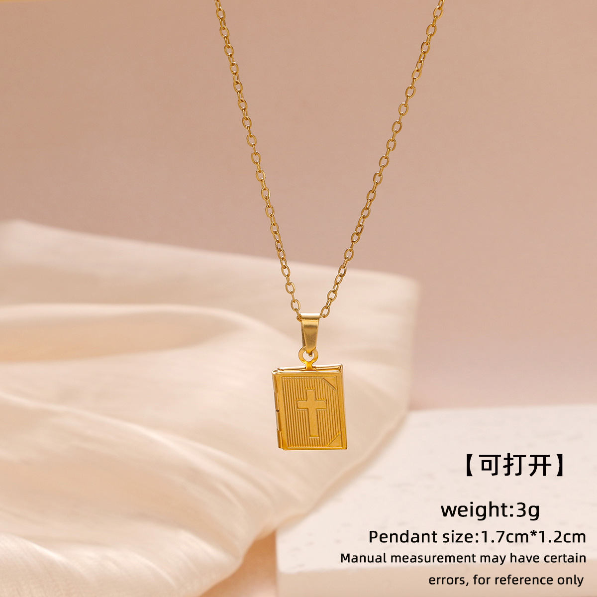 1 Piece Quantity Wholesale Jewelry Sweet Geometric Cross Titanium Steel 18K Gold Plated Pendant Necklace Cable Chain