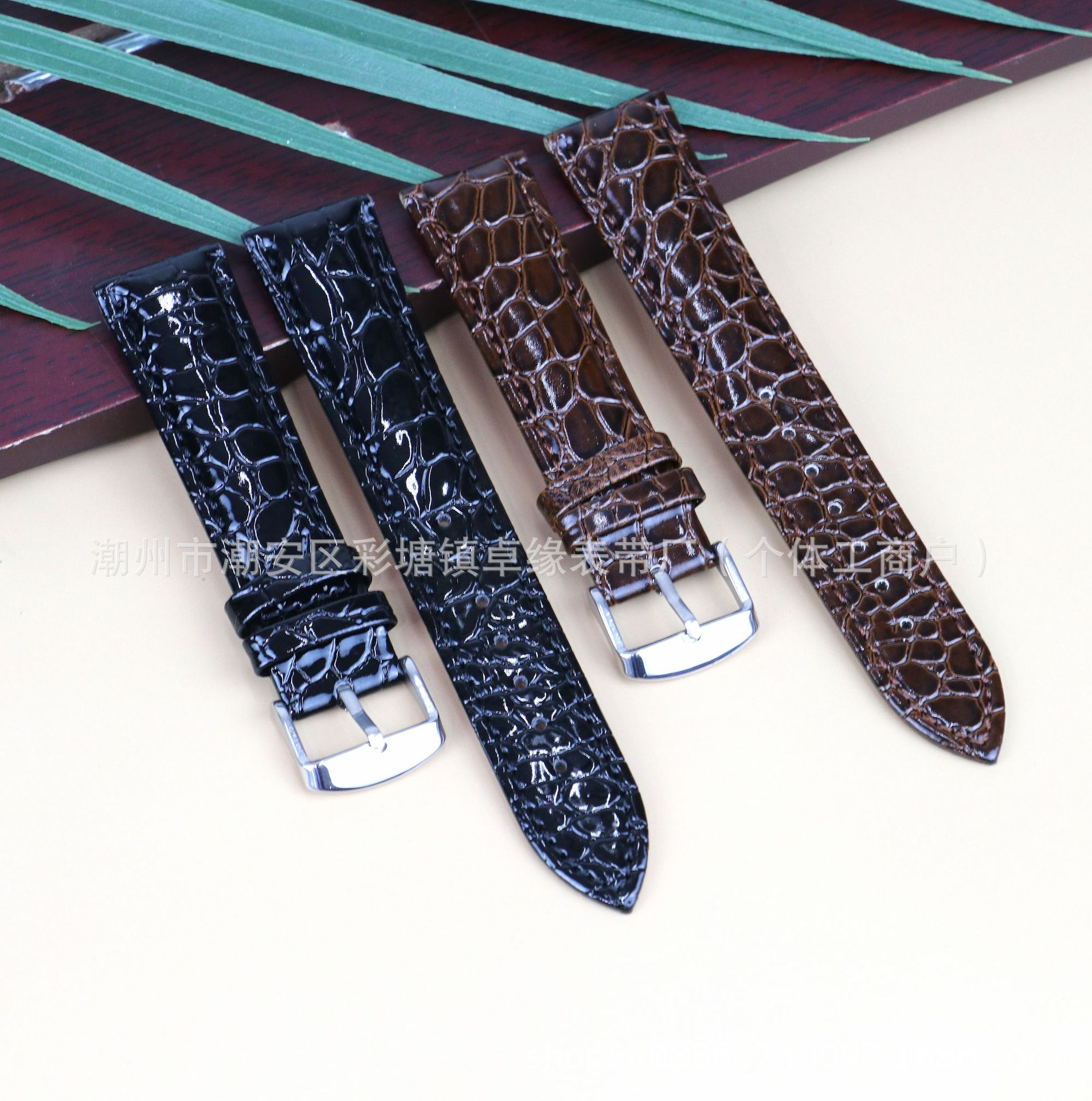 Genuine Leather Watch Strap for Men and Women, Round Pattern, Crocodile Pattern, Stone Pattern, Two-Layer Cowhide Pin Buckle Watch Strap Accessories, Ready for Sale