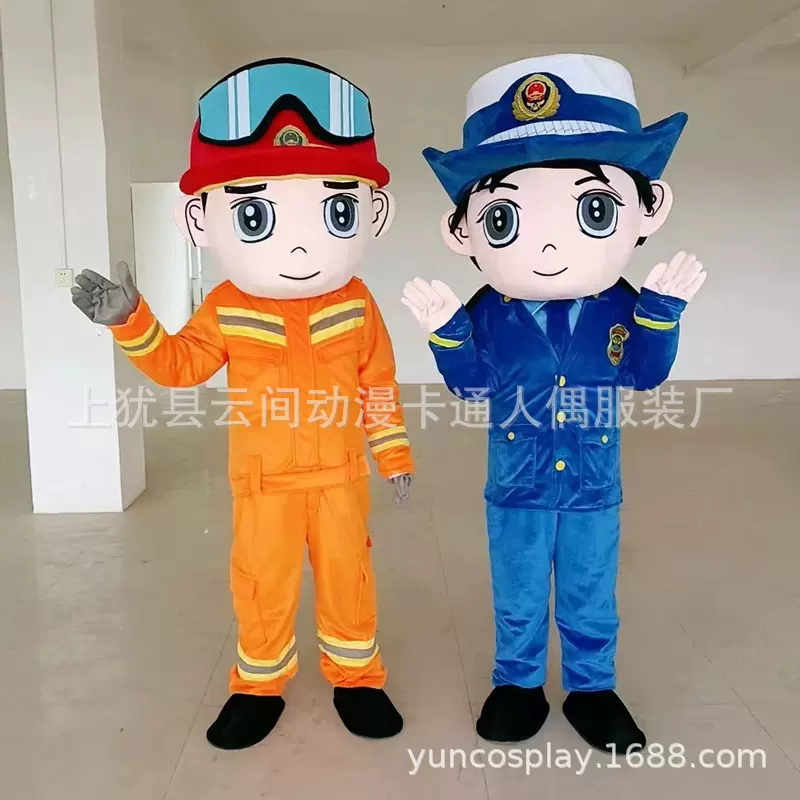 火灾宣传消防卡通人偶服装消防栓消防员交警小熊玩偶服灭火器道具