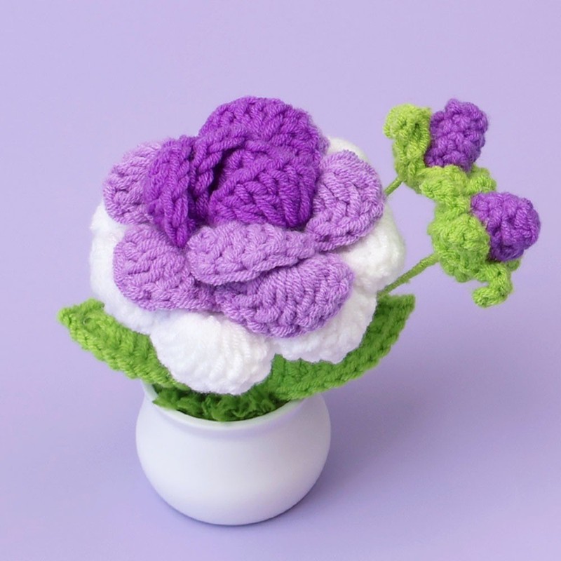 完成したウールひまわり鉢植えスズラン造花チューリップデスクトップ装飾品バレンタインデー教師クラスメートギフト|undefined