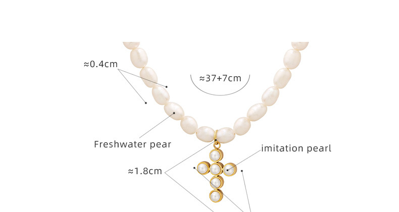 Elegant Cross Pearl Titanium Steel Plating Artificial Pearls Pendant Necklace