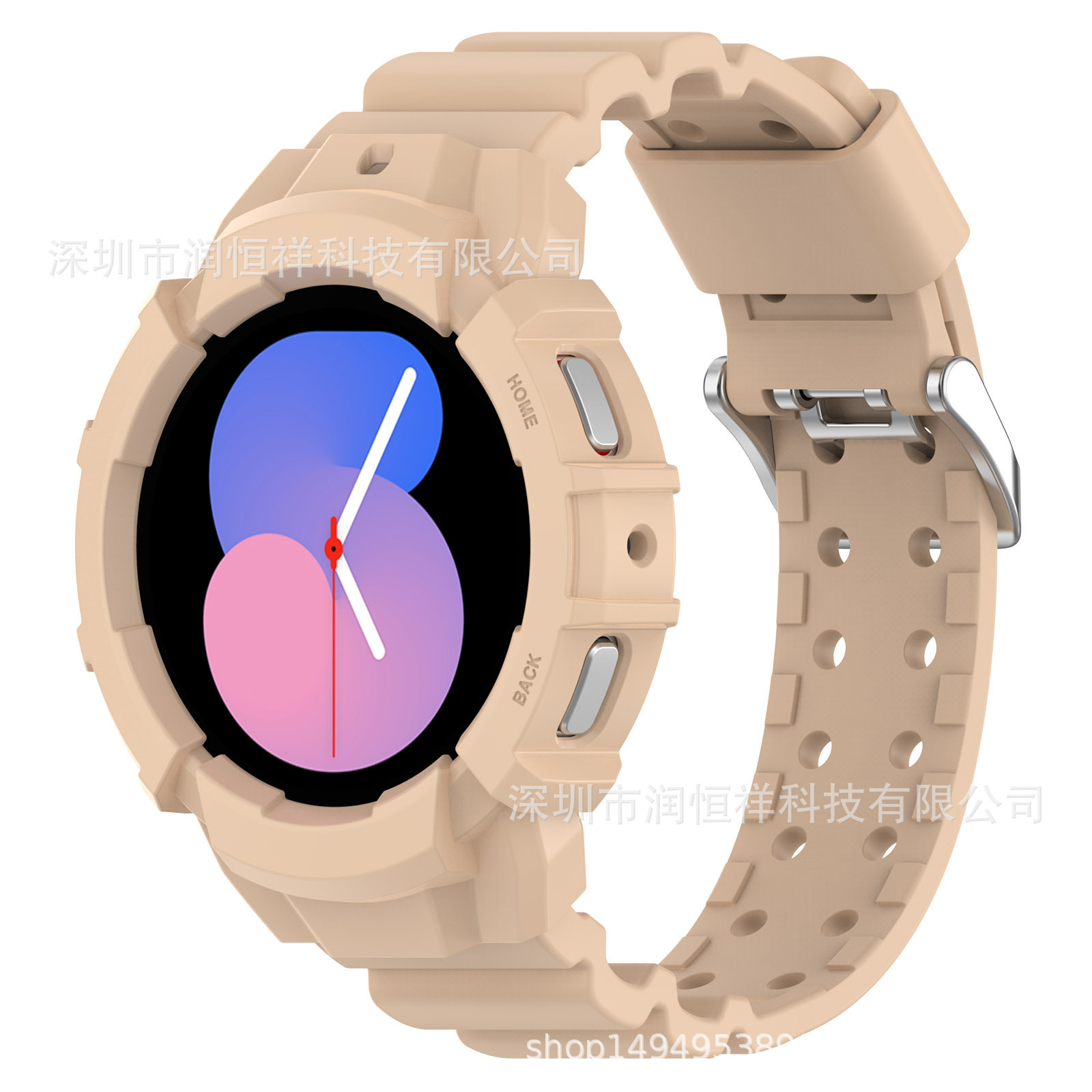 Suitable for Samsung Watch5 Watch4 Case and Strap 4-Piece Set Silicone Watch Strap Silicone Strap