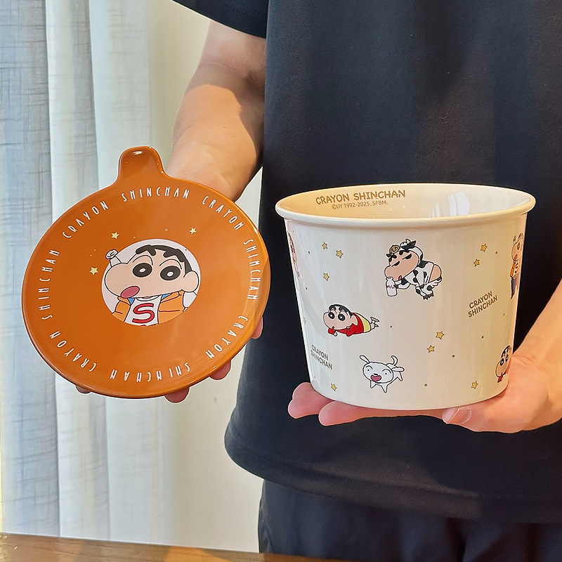 クレヨンしんちゃんセラミックインスタントラーメンボウルホーム新2025高価値カップル大スープヌードルボウル女性ギフトお土産|undefined