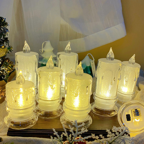Cross-border exclusive smokeless LED wholesale transparent small tea wax candle Christmas proposal decoration
