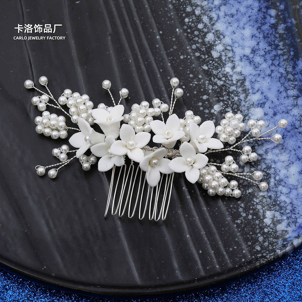 Gothic Chinese Hanfu Hair Accessories Mori-Kei Brides Headpiece Hand-woven Pearl Hair Comb Elegant Fairy Hair Comb Fashionable Hair Accessory