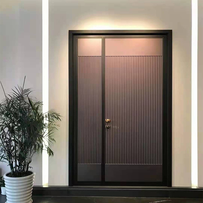 Modern Aluminum Art Double-Door Entrance Door for Villa, Finely Carved Cast Aluminum Entrance Door, Security Door Modern Aluminum Art Double-Door Entrance Door for Villa, Finely Carved Cast Aluminum Entrance Door, Security Door