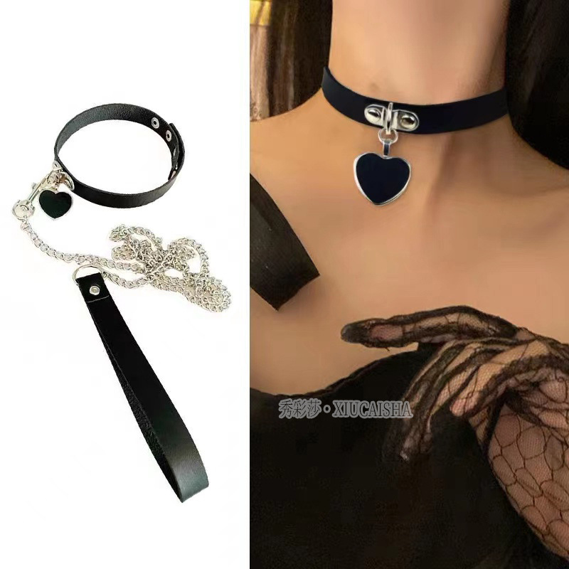 Maid Chain Collar with Traction Rope, Yellow Neck Belt for Couples — detail image 10