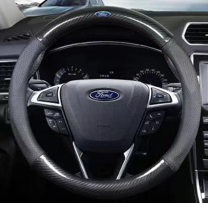 ファッション大気ハンドルカバー通気吸汗炭素繊維ステッチカバークロスボーダー自動車内装D型ハンドルカバー|undefined