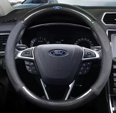 Steering wheel cover, cover breathable sweat-absorbent carbon fiber - round-38cm