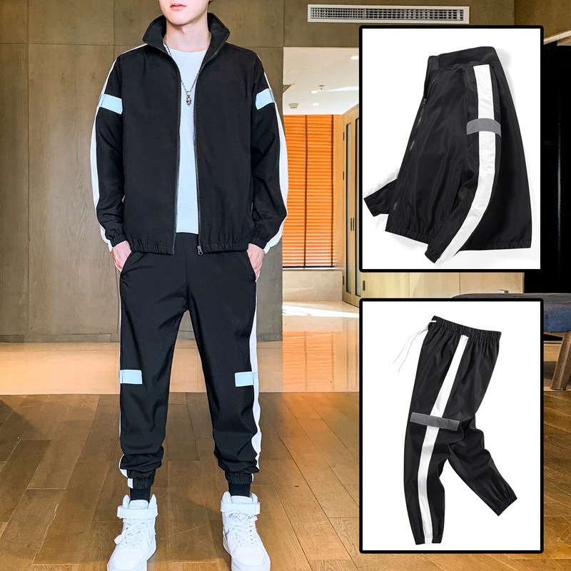 Conjunto deportivo informal para hombre de otoño, chaqueta informal elegante con cuello alto para primavera y verano, conjunto de dos piezas de marca moderna para correr