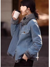 小个子毛领拼接软牛仔外套女2025秋冬新款加绒短款百搭显瘦上衣女