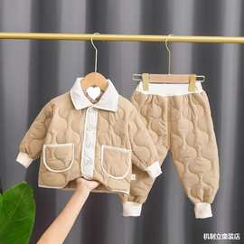 男童秋冬棉衣套装洋气韩版宝宝冬装轻薄棉服两件套婴儿小童衣服潮