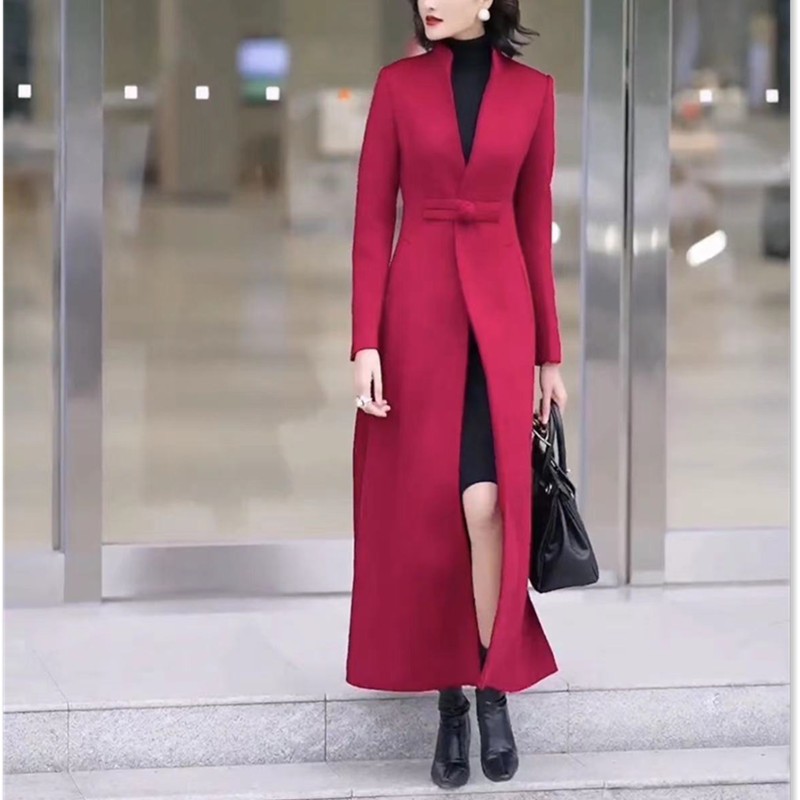 22897大愛美依縁2023秋冬の新型長袖ファッションのロングコートの女性の修身がやせている|undefined