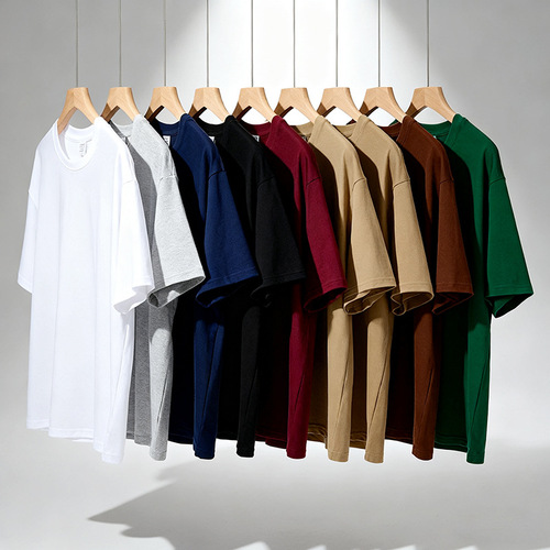 Men's T-shirt Short Sleeve Heavyweight 220g Round Neck Combed Cotton Comfort Simple Versatile Casual Summer Pure Cotton Solid Color