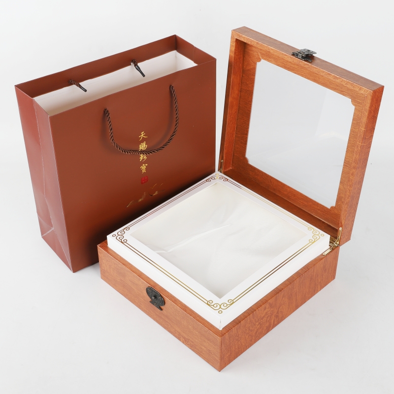 Tianshi Treasure ventana abierta, pegamento de pescado, productos secos, caja de regalo de abollo, caja de exhibición, caja vacía de tónico de ginseng.
