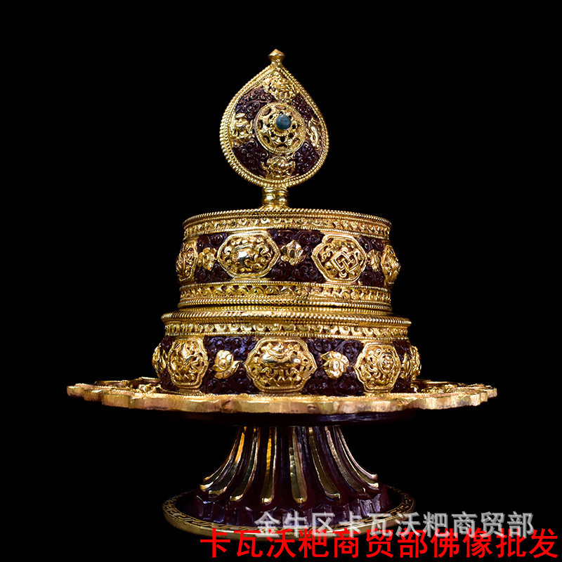曼茶罗曼扎盘尼泊尔供具摆件紫铜手工雕花铜曼扎修盘