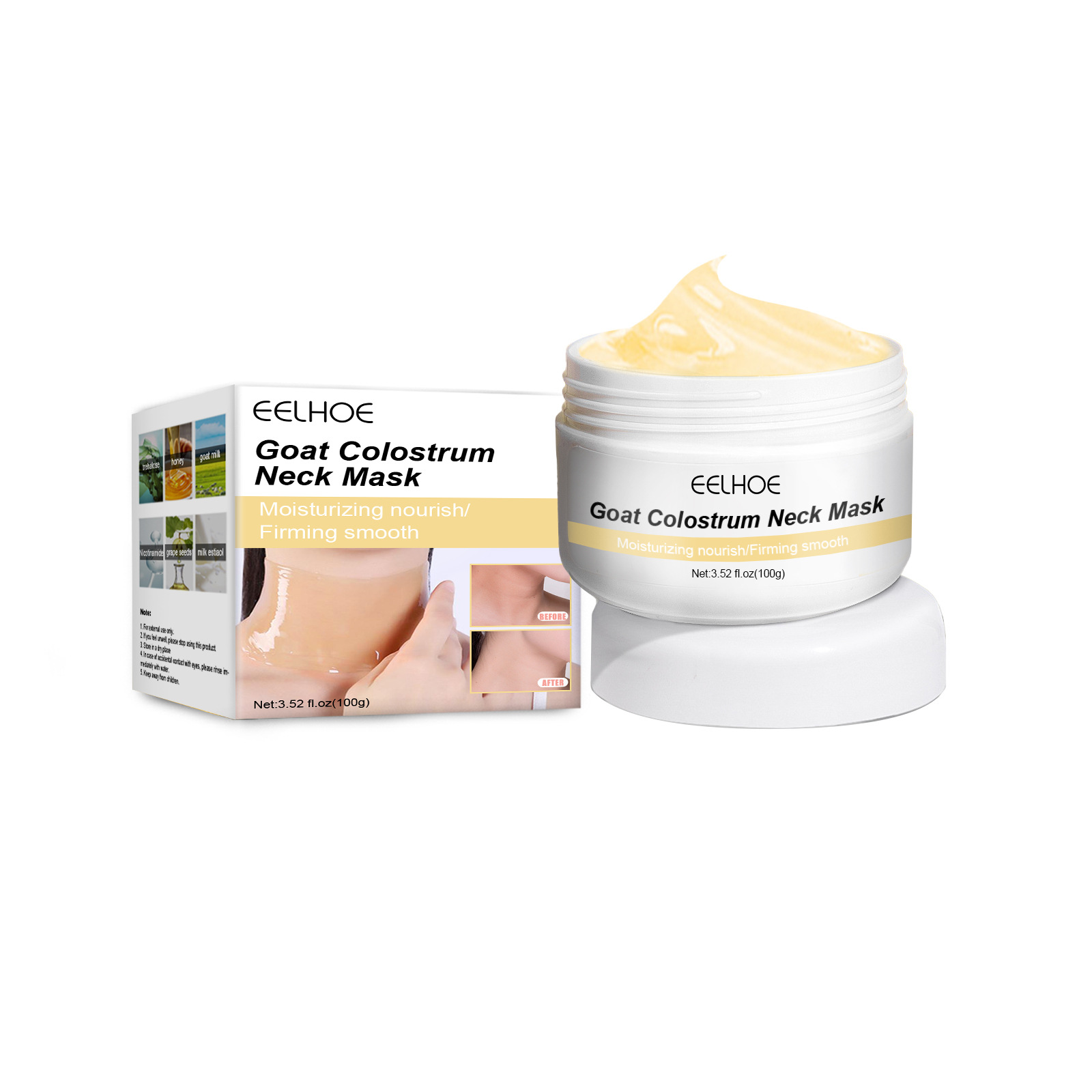 Eelhoe – masque blanchissant au lait de mouton, dessalement des ridules, Massage liftant et raffermissant, crème de soin du cou_voghion.com