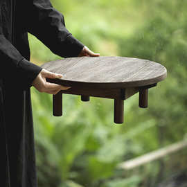 柚木茶几小圆桌榻榻米飘窗茶桌炕桌折叠便携旅行茶几侘寂风