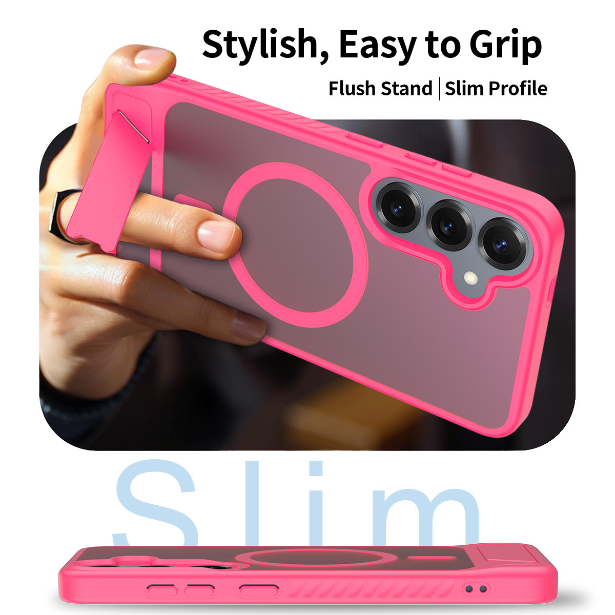 Nuevo tipo de soporte transversal para Samsung S25 caso de teléfono móvil S25 borde sensación de piel N52 soporte magnético invisible