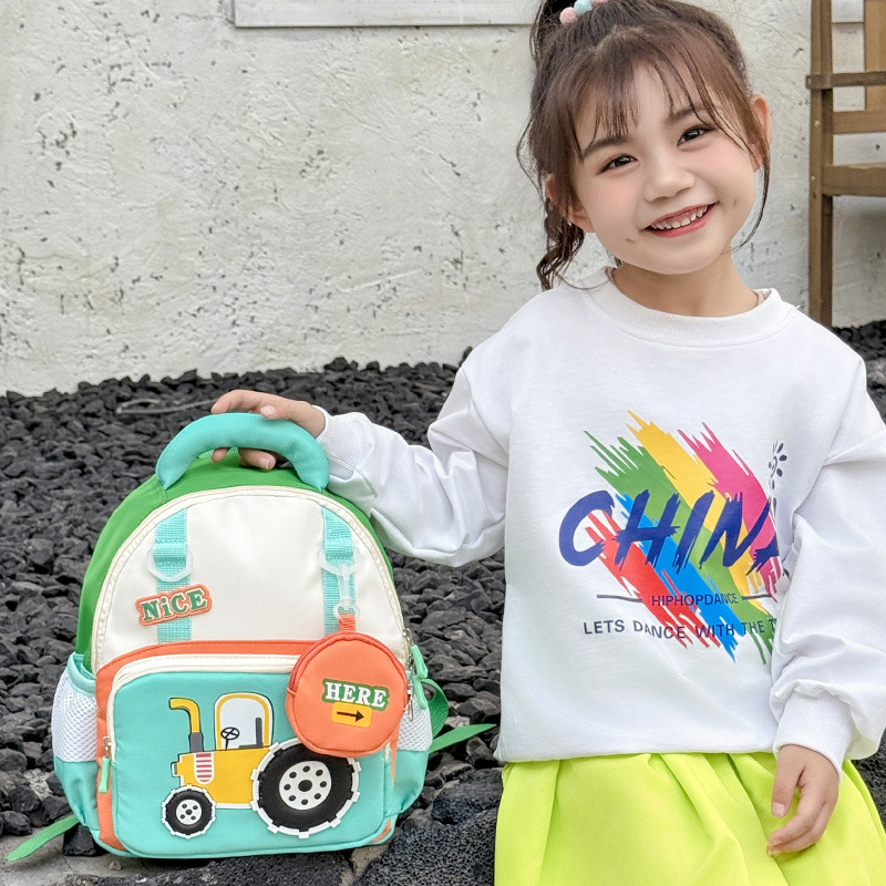 Kindergarten escuela primaria mochila escolar dibujos animados lindo tractor niños y niñas mochila 2025 nueva moda de mochila para niños
