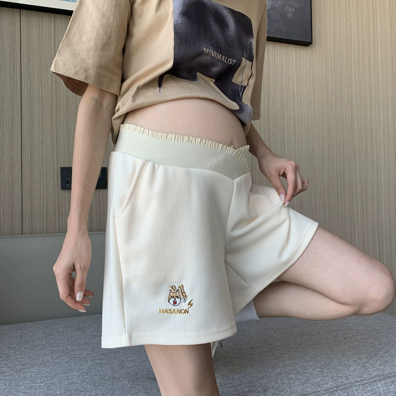 Настоящие эластичные беременные женщины летом новые ледяные шелковые вафли носить шорты широкие брюки свободные шорты