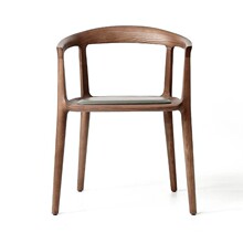 佛山工厂实木餐椅设计师轻奢高级感凳子咖啡厅橡木真皮家用椅L908