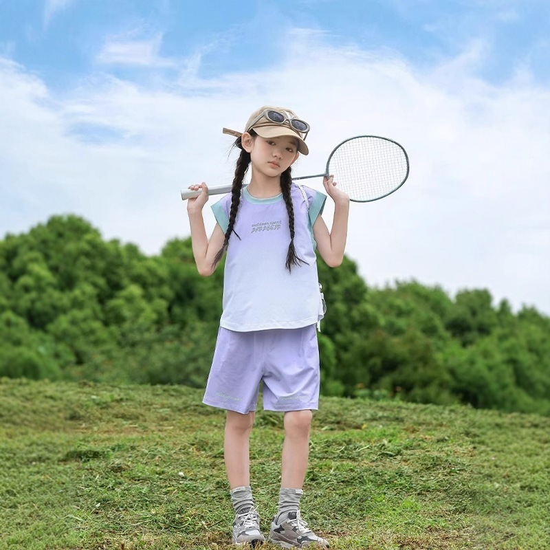 女童速干运动套装夏中大童2025新款儿童夏季无袖背心篮球服两件套|undefined