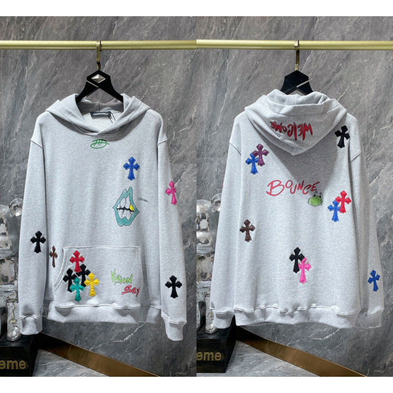 Chrome Heart Hoodie 克罗伈十字架连帽卫衣跨境宽松男女拉链帽衫|undefined