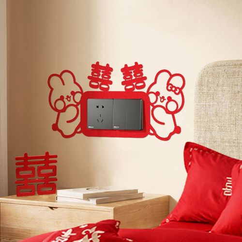 Wedding switch stickers socket decoration happy word stickers living room bedroom wedding wedding room layout set wedding supplies collection