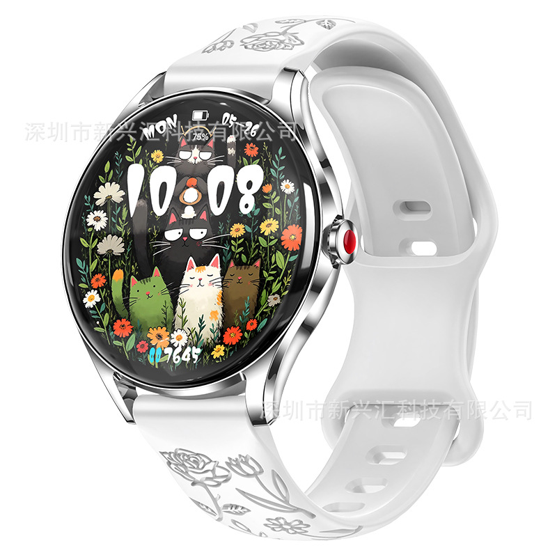 Cross-Border Amazon Popular Women's Smart Watch Full Touch Ball Screen Fashionable Women's 24H Heart Rate Waterproof Watch