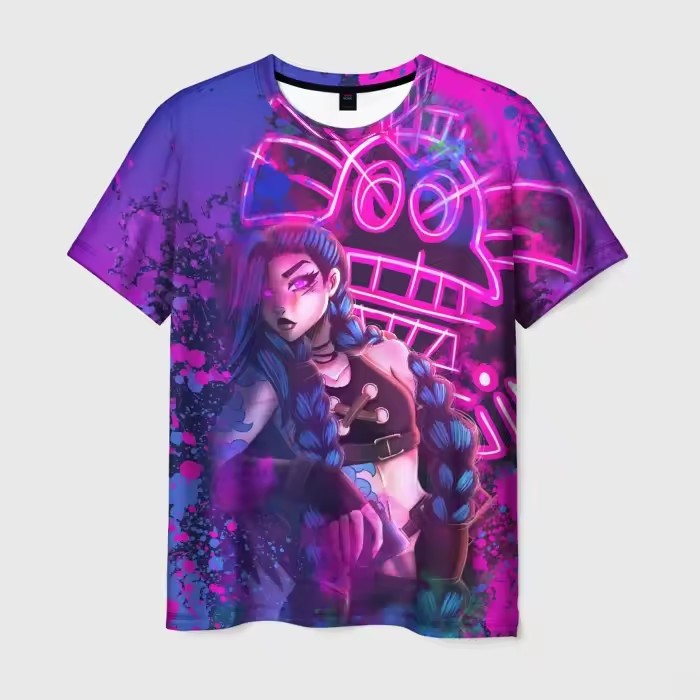 LOL Runaway Lolita Jinx Colorful Graffiti Impresión 3D Camiseta suelta y transpirable de manga corta con cuello redondo Spot