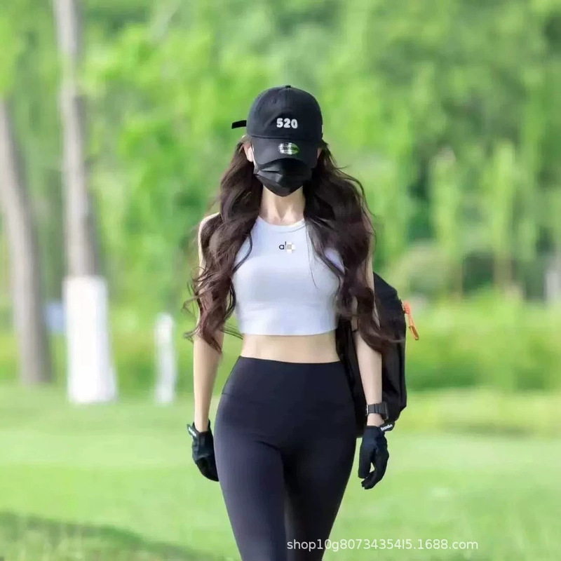 AL-style yoga tank top with no chest pads, can be worn as outerwear, sexy tight-fitting slimming short sports-style base shirt