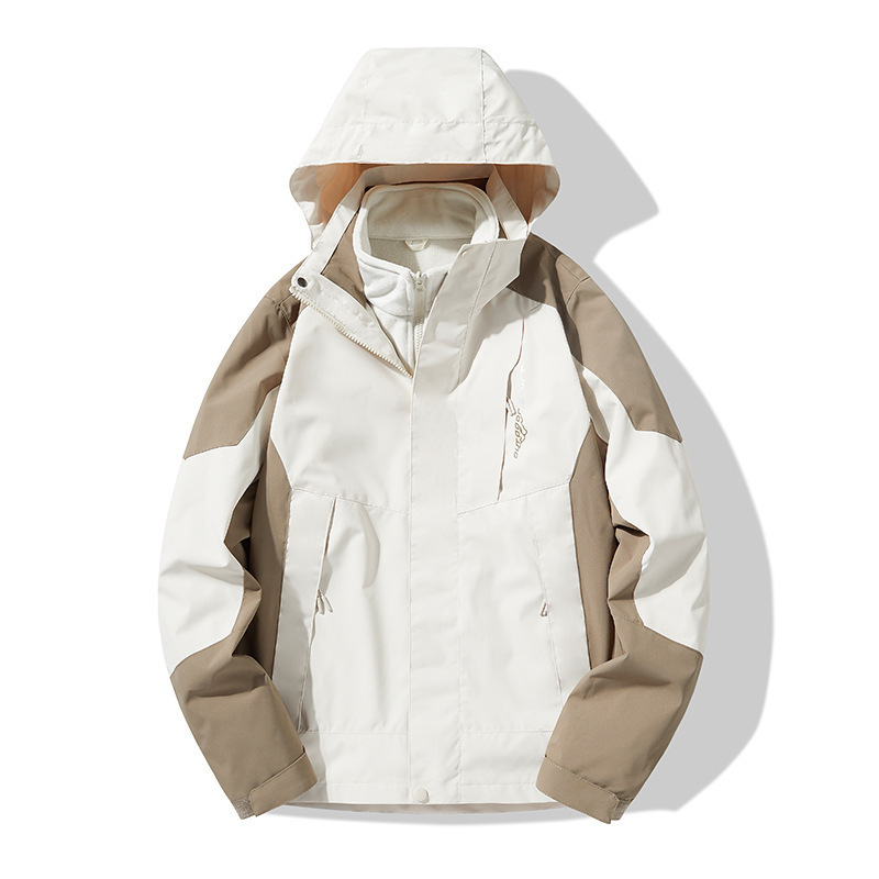 Chaqueta Impermeable 3 en 1 de Dos Piezas para Mujer A Prueba de Viento Desmontable para Exterior