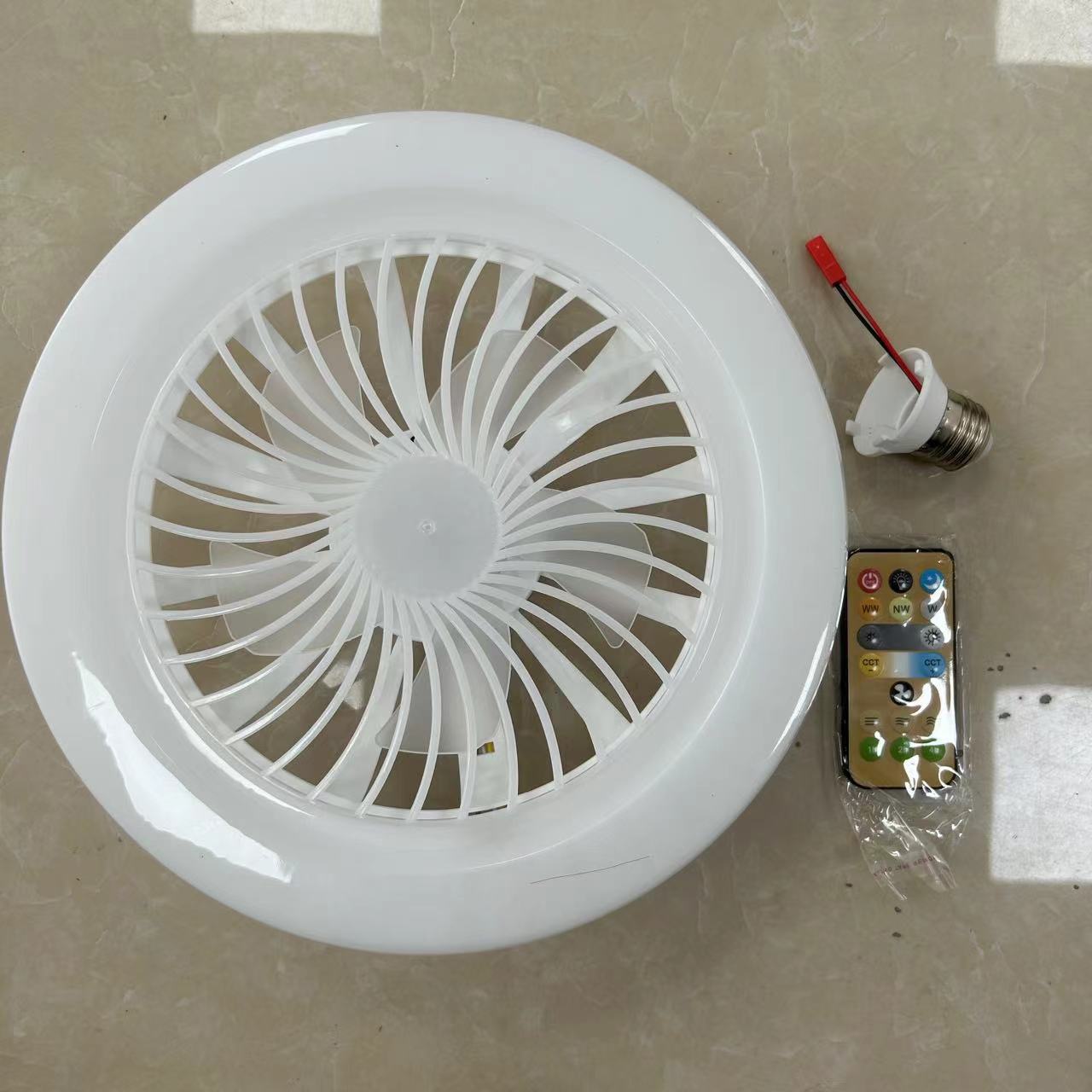 Nuevo dormitorio lámpara de ventilador led comedor sala de estar lámpara de ventilador colgante lámpara de techo silenciosa de una pieza puerto de tornillo E27 transfronterizo inteligente