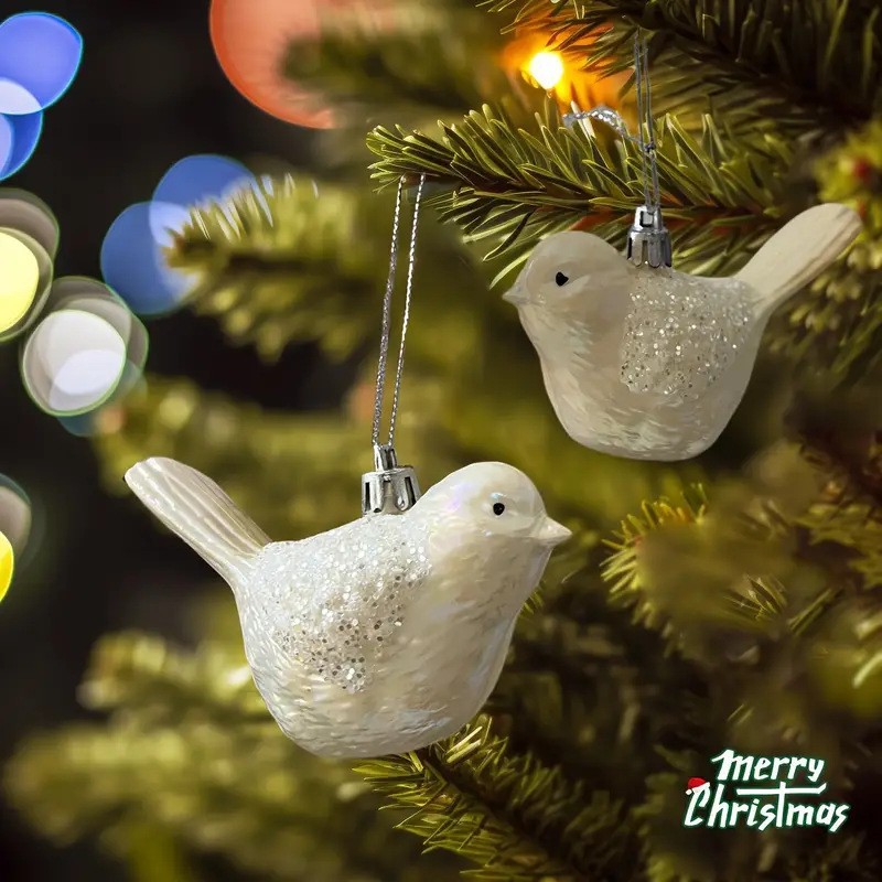 Exquisito pájaro árbol de Navidad decoración vacaciones cola decoración colgante brillo lentejuelas exquisito pájaro árbol de Navidad colgante