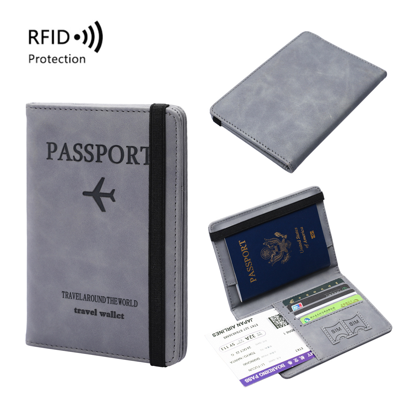 现货美国护照保护套passport疫苗卡套多种颜色可定pu仿皮革护照夹