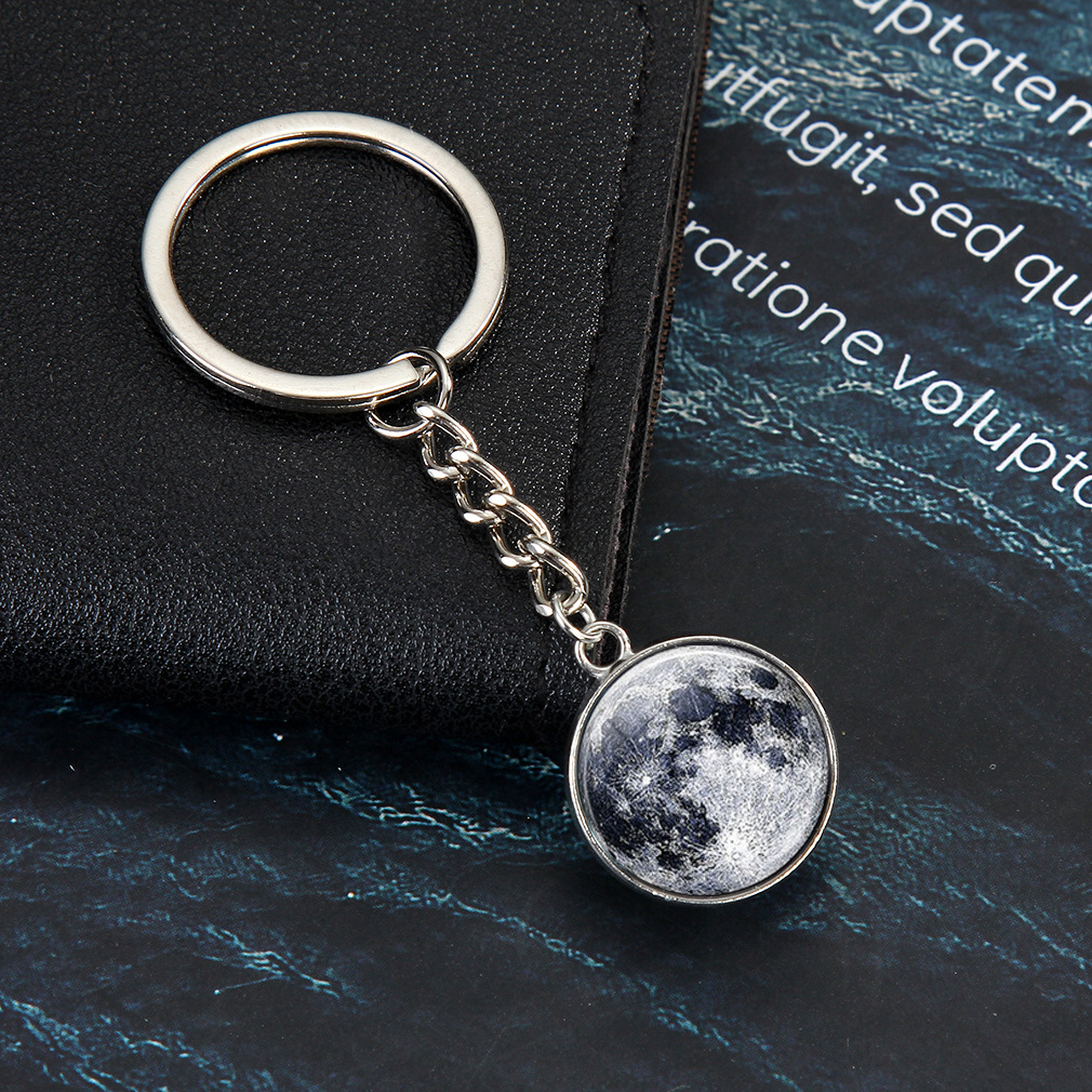 1 Piece Fashion Round Earth Galaxy Artificial Crystal Alloy Unisex Bag Pendant Keychain display picture 1