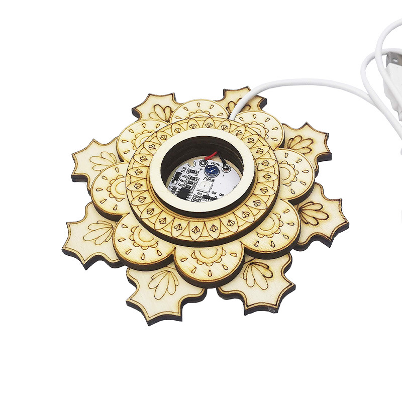 Madera de siete estrellas arsenal lámpara titular Lotus LED noche luz lámpara titular de cinco Hojas de Trébol soporte de la lámpara de trébol de luz de color frío y cálido