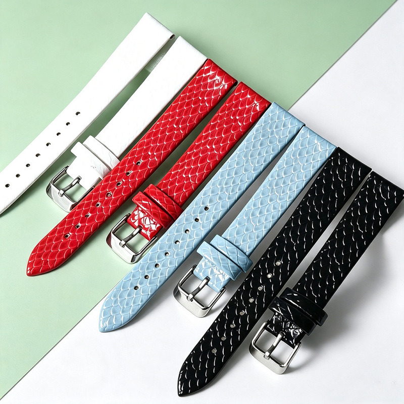 Wholesale Shiny Patent Leather Snakeskin Pattern Ultra-Thin Soft Waterproof Women's Durable Watch Strap Accessories Comparable to Genuine Leather Wholesale Shiny Patent Leather Snakeskin Pattern Ultra-Thin Soft Waterproof Women's Durable Watch Strap Accessories Comparable to Genuine Leather