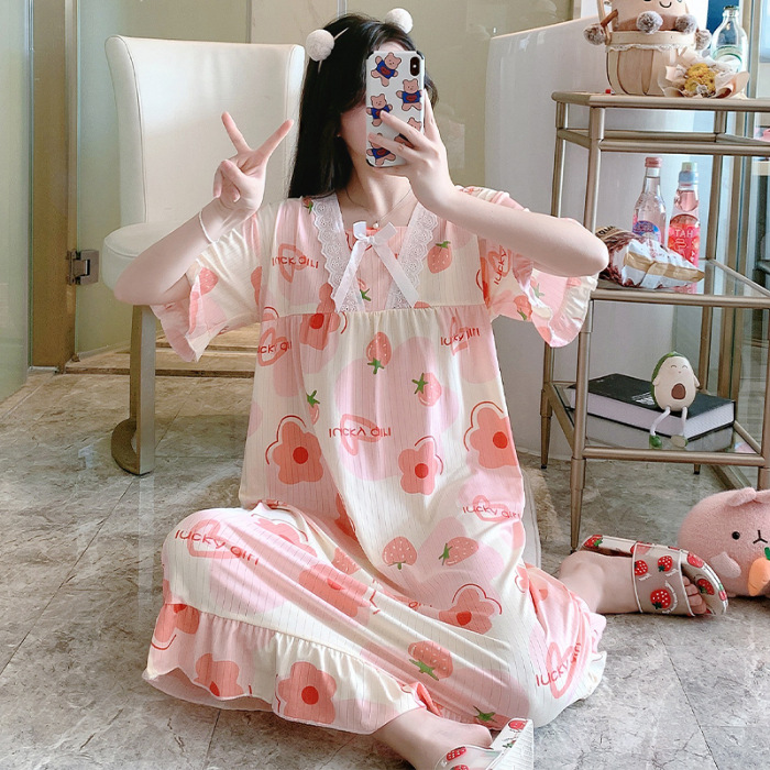 Princess Wind Pijamas de verano mujer dulce vestido encantador ocio más grande vestido de pijama casero en vivo comercio exterior al por mayor