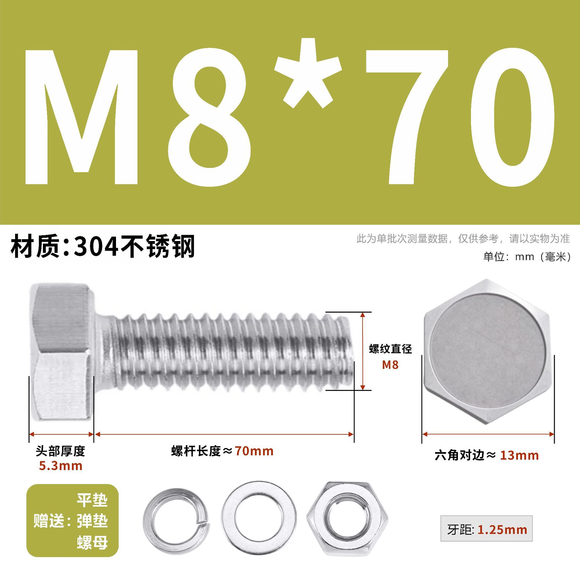304 acero inoxidable tuerca perno hexagonal conjunto de accesorios de almohadilla de resorte M3M4M5M6M12 image 106