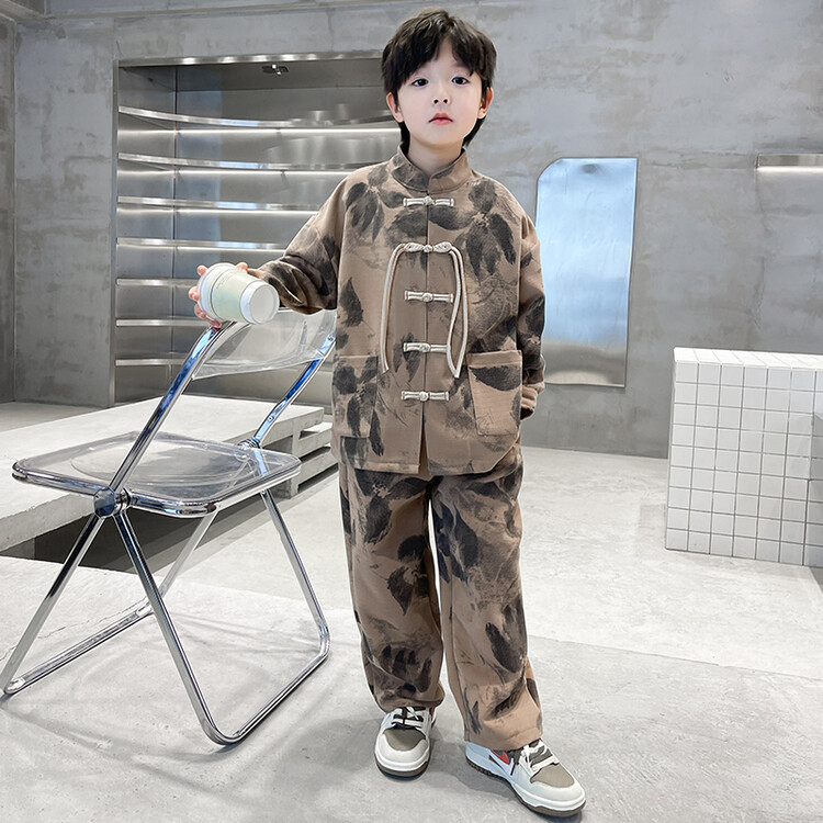 딥 카키 천 색상 16 잉크 페인팅 플레이트 버클 내셔널 스타일 세트