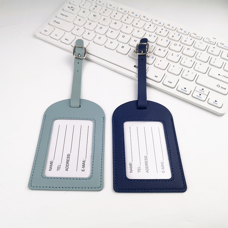 Cross-border thick PU leather suitcase boarding pass lanyard leather stitching strap with signature paper card luggage tag