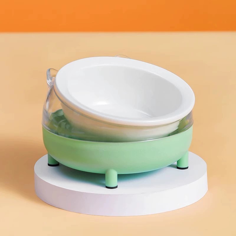 네발고양이 그릇 그린[세라믹]