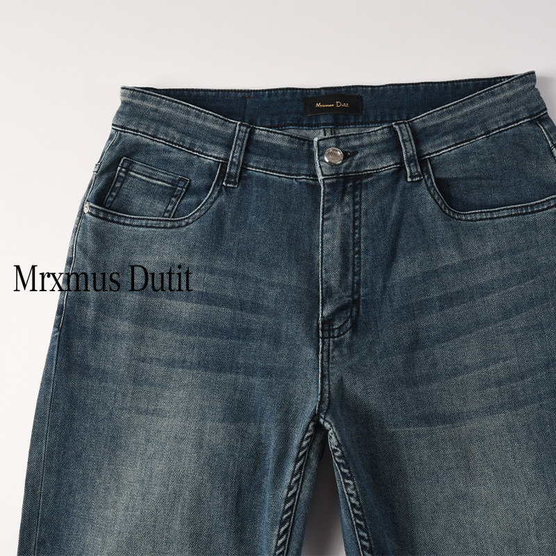 Descuento y actualización de ropa de hombre MD 2025 primavera y verano nuevos jeans retro elásticos lavados con agua pantalones casuales rectos para hombres