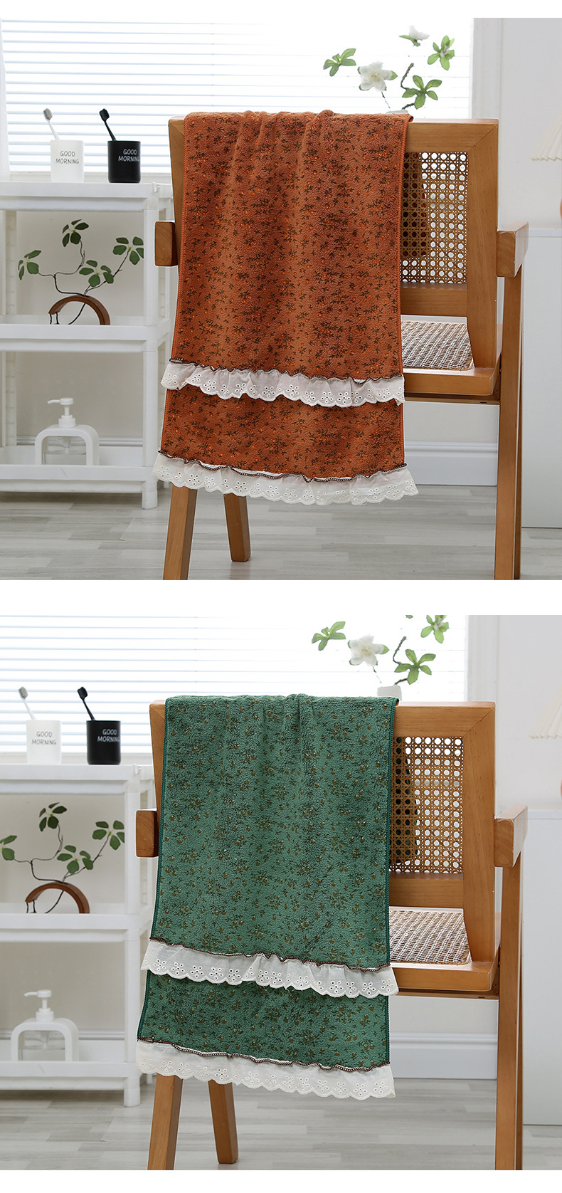 Banyo Havlusu Seti Yeni Model Yumuşak Su Emici Dökülen Kıl Yok Çift Kadın Pastoral Tarzı Fransız Küçük Çiçek Desenli Havlu Banyo Havlusu