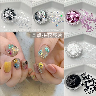 波点亮片美甲饰品网红爆款彩色圆点大小混指甲闪片拼花美甲素材
