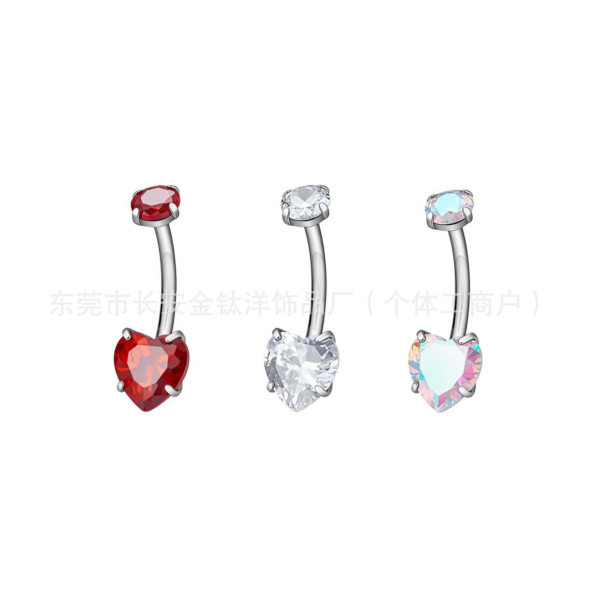 F136 Titanium Heart-Shaped Love Inner Thread Navel Ring Set with 5A Zircon Belly Button Ring G23 Titanium Alloy Piercing Jewelry detail image 7