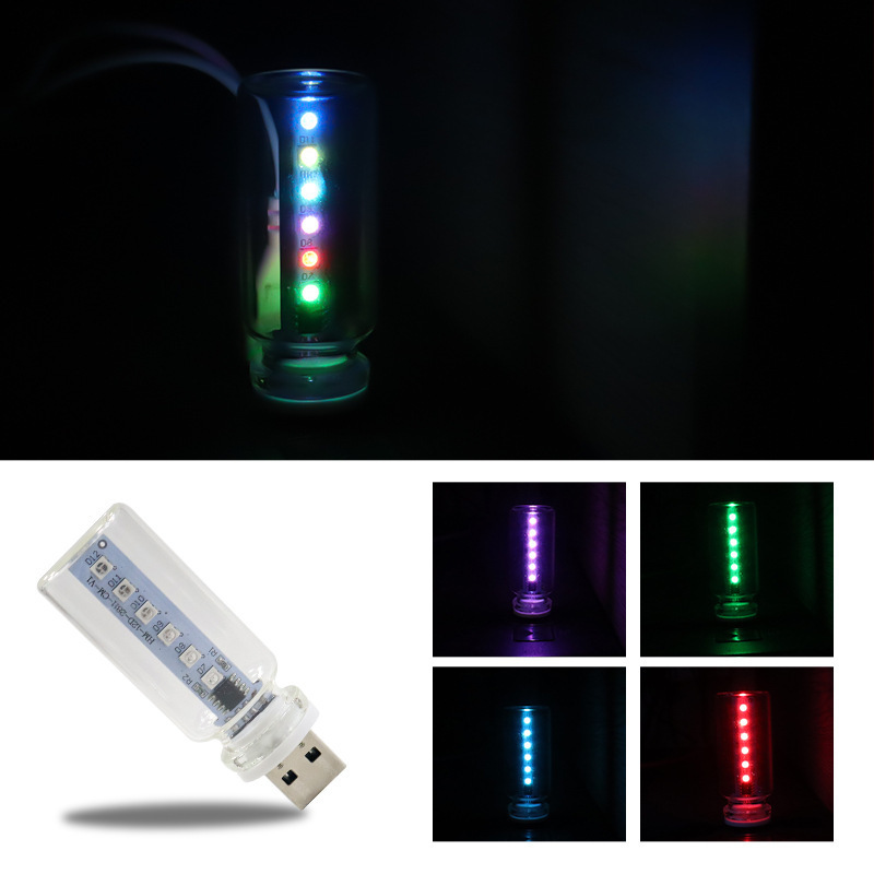 Luz de noche USB colorido esmerilado transparente de siete colores de automóviles de luz de atmósfera de inducción de luz transfronteriza